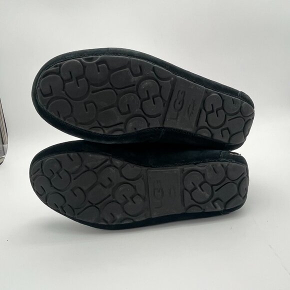 Ugg Chickaree black suede sheepskin bootie tie up plush mocassin Women's size 6 - Picture 6 of 11